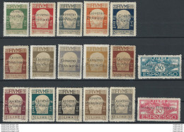 1921 Fiume F.lli Serie D'Annunzio Sopr. MNH Sass. N. 149/163+E - Altri & Non Classificati