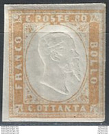 1858 Sardegna 80c. Ocra Arancio MNH Sassone N. 17b - Sardegna