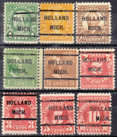 USA Precancel Vorausentwertungen Preo Locals Michigan, Holland 232, 9 Diff. Perf. 11x10 1/2 - Precancels