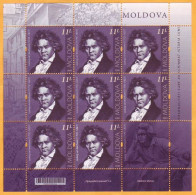 2020  Moldova Moldavie  250 Ludwig Van Beethoven Music, Violin, Piano, Symphony Germany Austria Sheet Mint - Music