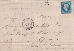 LETTRE. 17 AVRIL 60. N° 14. FLAVIGNY-S-OZERAIN. COTE D'OR. PC 1279. BOITE RURALE M = POUILLENAY. POUR EPINAC - 1849-1876: Periodo Classico