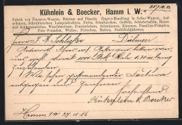 AK Hamm I. W., Korrespondenzkarte Der Firma Kühnlein & Boecker  - Hamm