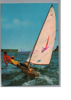 Planche à Voile Dériveur 2 Hommes Penché Davance Avec Le Vent Régate Boat Carte Vierge - Veleros