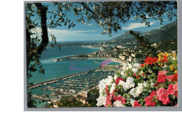 MENTON 06 - Vue Panoramique Sur Le Nouveau Port Au Fond Cap Martin Er La Tête De Chien  Fleur - Menton