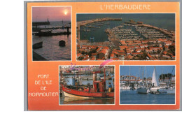 ILE DE NOIRMOUTIER 85 - L'HERBAUDIERE - Le Port De Pêche Et De Plaisance Vue Aerienne Generale Bâteau Voilier 1991 - Ile De Noirmoutier