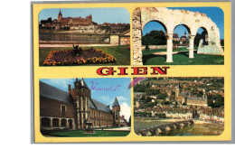 GIEN 45 - Le Château Le Pont Les Ruines De L'ancien Hotel Dieu Vue Aerienne Carte Vierge - Gien