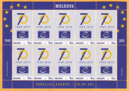 2019 Moldova Moldavie 70 Consil Of Europe Sheet Mint - Europäischer Gedanke