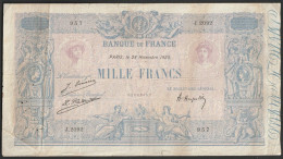 France, 1000 Francs, ''Bleu Et Rose'', 28 Novembre 1925 - J.2092 - 957 - 1 000 F 1889-1926 ''Bleu Et Rose''