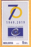 2019 Moldova Moldavie 70 Consil Of Europe 1v  Mint - Europäischer Gedanke