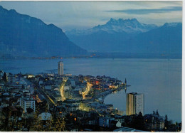 MONTREUX   LA VILLE  ET LE DENTS DU  MIDI A LA TOMBéE  DU JOUR     (NUOVA) - Montreux