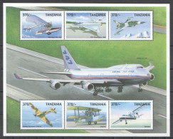 Pk377 Tanzania Transport Aviations Planes Kb Mnh Stamps - Aviones