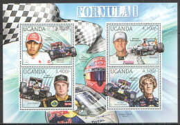 Ug063 2012 Uganda Formula 1 F1 Champions Schumacher Hamilton #2906-2909 Mnh - Automovilismo