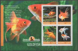 Ug015 2014 Uganda Goldfish Fishes Fauna Domestic Animals #3280-3283 Mnh - Mundo Aquatico