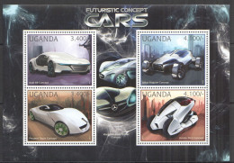Ug064 2012 Uganda Futuristic Concept Cars Automobiles Transport #2911-2914 Mnh - Coches