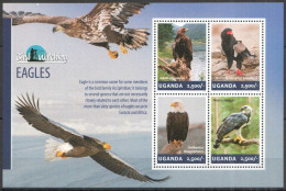 Ug008 2014 Uganda Birds Of Prey Eagles Bird Watching Fauna #3260-3263 Mnh - Autres & Non Classés