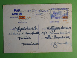 DN20  TUNISIE  CARTE ENTIER  1942 +LE BOUSCAT FRANCE+ AFF.   INTERESSANT+ ++++ - Cartas & Documentos