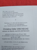 Doodsprentje Christina Odile Van Hecke / Hamme 20/6/1904 Grembergen 22/5/1995 ( Maurits Josef De Lentdecker ) - Religion &  Esoterik