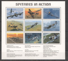 Pk235 Tanzania World War 2 Aviation Spitfires In Action Sh Mnh Stamps - Militares