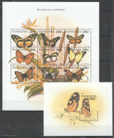 Pk298 Tanzania Fauna Butterflies Insects Of The World 1Kb+1Bl Mnh Stamps - Schmetterlinge