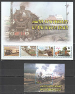 Pm039 2004 Nevis Transport Steam Trains #2012-15 Michel 14,5 Euro 1Kb+1Bl Mnh - Eisenbahnen