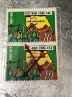 VIET NAM SOUTH STAMPS (ERROR Printed  Deviate 1972-10DONG )2 STAMPS Vyre Rare - Vietnam