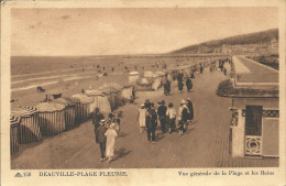 Deauville (14) - Plage Fleurie - Vue Générale De La Plage Et Les Bains - Deauville