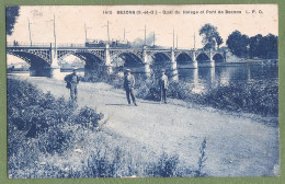 CPA Vue Rare - VAL D'OISE - BEZONS - QUAI DU HALAGE ET PONT DE BEZONS - Animation, Tramway électrique Sur Le Pont - Bezons