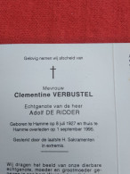 Doodsprentje Clementine Verbustel / Hamme 8/7/1927 - 1/9/1995 ( Adolf De Ridder ) - Religión & Esoterismo