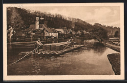 AK Wolfrathshausen Im Isartal, Panorama Mit Flössern  - Andere & Zonder Classificatie