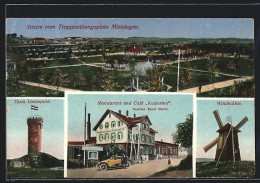 AK Münsingen, Truppenübungsplatz, Turm Lindequist, Windmühle  - Münsingen