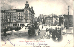 CPA Carte Postale Suisse Zurich Quaibrücke Mit Hotel Bellevue  1903 VM80295 - Zürich