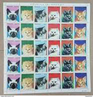 Ec150 1984 Paraguay Fauna Pets Cats !!! Michel 22 Euro Big Sh Folded In 2 Mnh - Hauskatzen