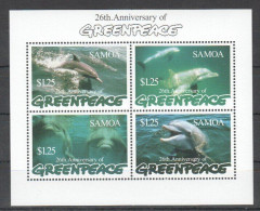 Ft092 1997 Samoa Dolphins Marine Life Greenpeace Fauna #864-7 Bl62 Mnh - Mundo Aquatico