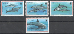 Ft124 1993 Niue Wwf Dolphins Fish & Marine Life #822-25 Michel 16 Euro 1Set Mnh - Vita Acquatica