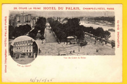 CPA PARIS Bords De La Seine Au Cours La REINE, Pub Hotel Du PALAIS - TELEPHONE 513-70 Tramway Hippomobile - Sonstige & Ohne Zuordnung