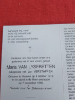 Doodsprentje Maria Van Lysebetten / Hamme 4/10/1913 - 7/12/1996 ( Jan Verstappen ) - Religione & Esoterismo