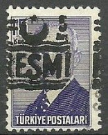 Turkey; 1955 Official Stamp 5 K. ERROR "Shifted Overprint" - Dienstzegels