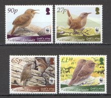 Ft145 2009 Falkland Islands Wwf Birds Cobb'S Wren Fauna #1078-81 Set Mnh - Altri & Non Classificati