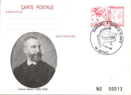 ENTIER PHILEX REPIQUE HOMMAGE A FRANCIS PLANTE à ORTHEZ 1985 - Bolli Commemorativi