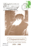 CINQUANTENAIRE MORT DE FRANCIS JAMMES à HASPARREN 1988 - Commemorative Postmarks