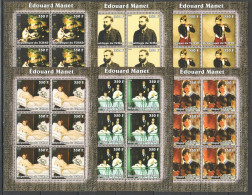 Kv331 2002 Chad New Art Paintings Edouard Manet !!! 6Set Mnh - Other & Unclassified
