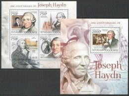 Tg815 2012 Togo Art Music Great Composer Joseph Haydn Bl+Kb Mnh - Music