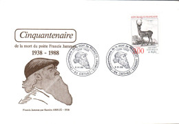 CINQUANTENAIRE MORT DE FRANCIS JAMMES à ORTHEZ 1988 - Commemorative Postmarks