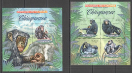 Ug023 2012 Uganda Chimpanzee Primates Endangered & Vulnerable #2995-8+Bl412 Mnh - Autres & Non Classés