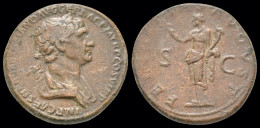 Trajan AE Dupondius Felicitas  Standing Left - The Anthonines (96 AD To 192 AD)