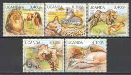 Wb277 2012 Uganda Wild Cats Lions Leopards Fauna #2805-09 Set Mnh - Altri & Non Classificati