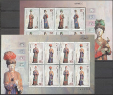 China 2003, Jinci Painted Statues From The Temple In Xuanweng Mountains, Shanxi Province, 2Sheetlet - Unused Stamps