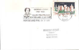 1 ER JOUR FLAMME GEORGES CUVIER SALON PHILA MONTBELIARD 1989 - Mechanical Postmarks (Advertisement)