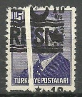 Turkey; 1955 Official Stamp 10 K. "Pleat ERROR" - Official Stamps