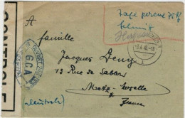 Lsc Obl.  SAARBRÜCKEN Pour METZ Avec Bande De Fermeture + Cachet De Contôle  8/4/46 - Storia Postale